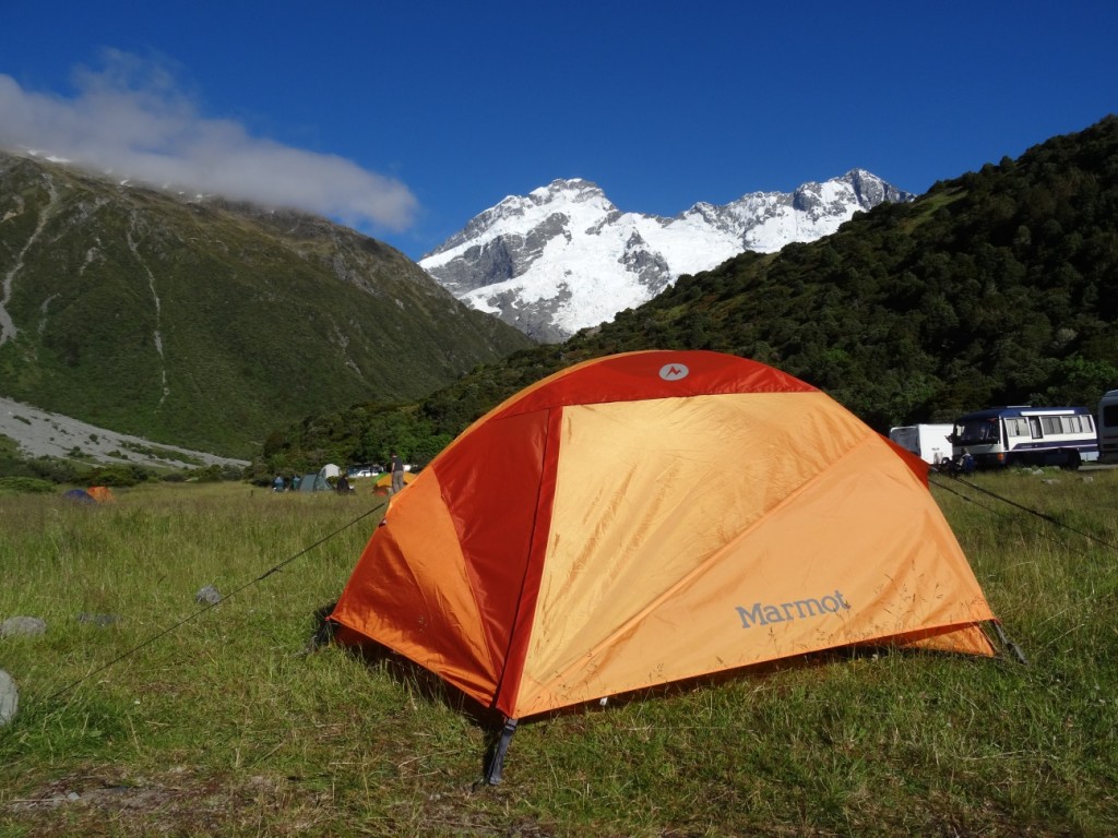 Unser Campingplatz unter dem Mount Sefton