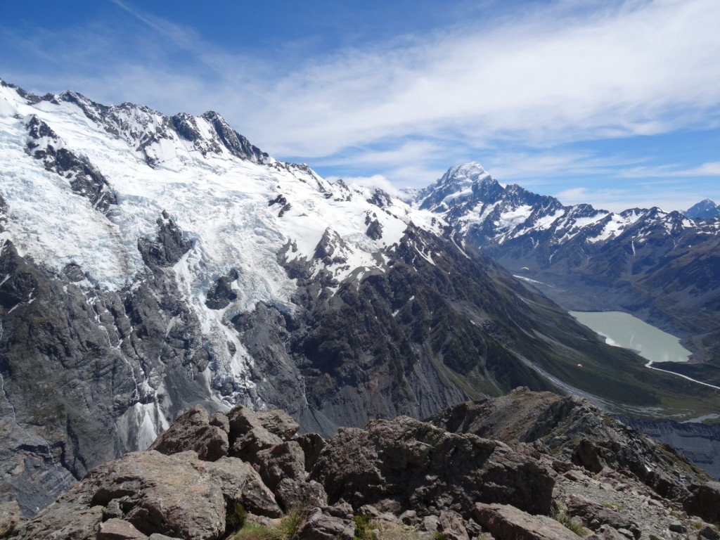 Wunderschöne Aussicht mit dem Mount Cook im Hintergrund
