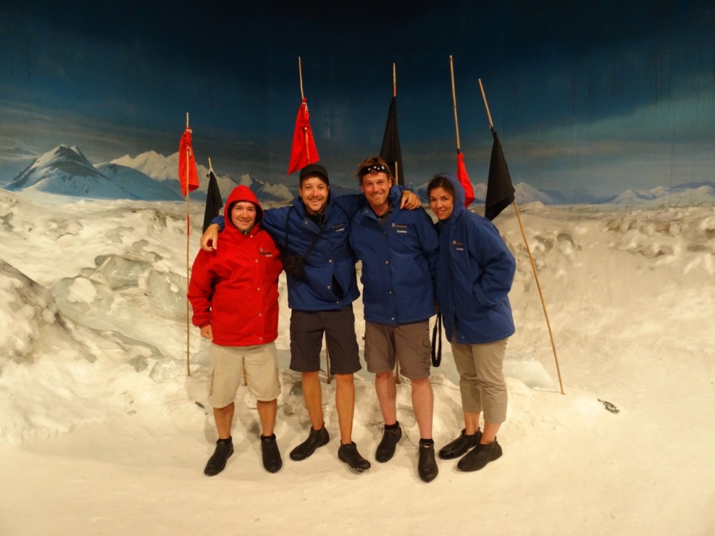 Gruppenfoto bei -8°C im Antarktis Center